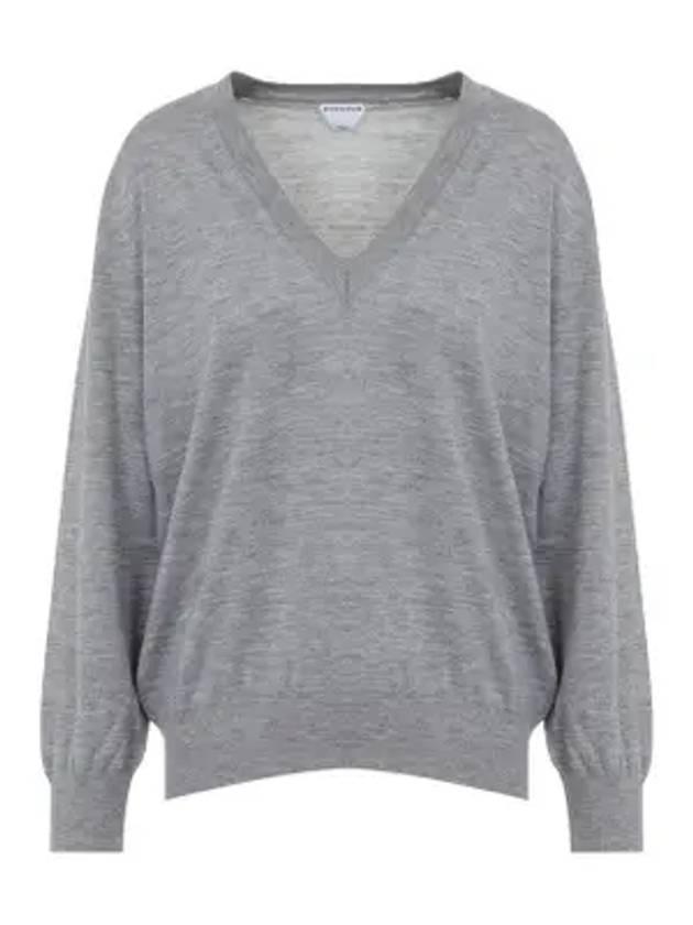 V neck cashmere knit top gray - BOTTEGA VENETA - BALAAN 1