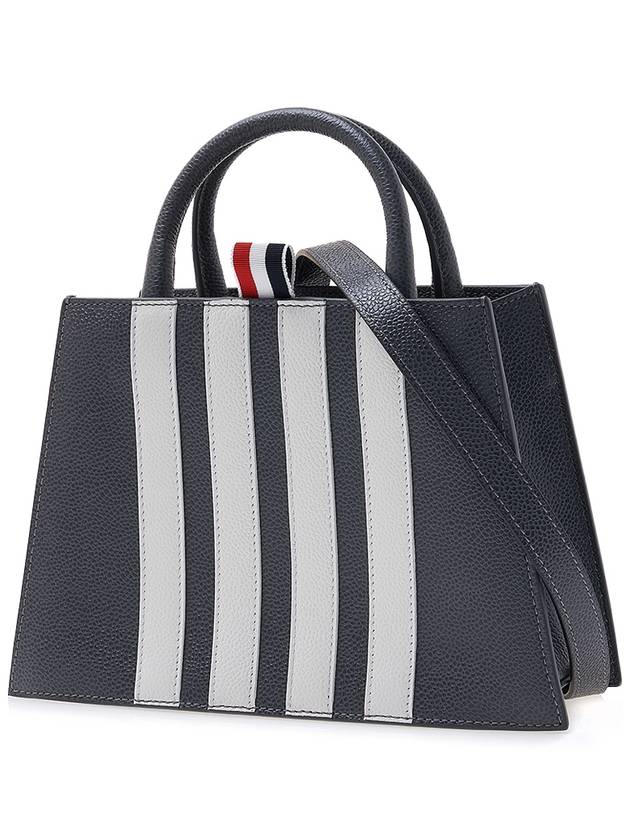 Pebble Grain Leather 4 Bar Mini Trapeze Tote Bag Dark Gray - THOM BROWNE - BALAAN 3