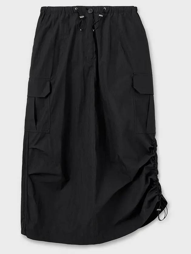 Cotton Nylon Parasuit Skirt Black - NOIRER FOR WOMEN - BALAAN 3