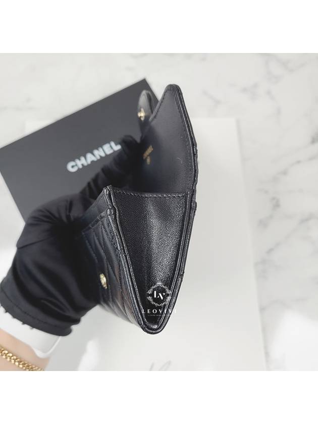 Classic Card Holder Lambskin Gold Black - CHANEL - BALAAN 7