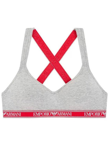 UNDERWEAR Women's Logo Band Cross Strap Bra Melange Gray - EMPORIO ARMANI - BALAAN 1