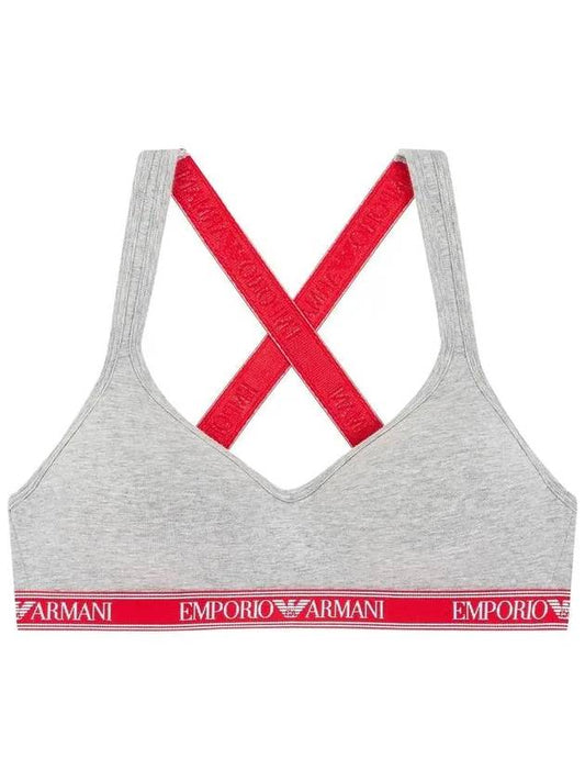 UNDERWEAR Women s Logo Band Cross Strap Bra Melange Gray 271236 - EMPORIO ARMANI - BALAAN 1