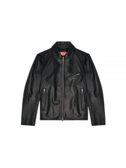 L Korn Leather Jacket Black - DIESEL - BALAAN 2