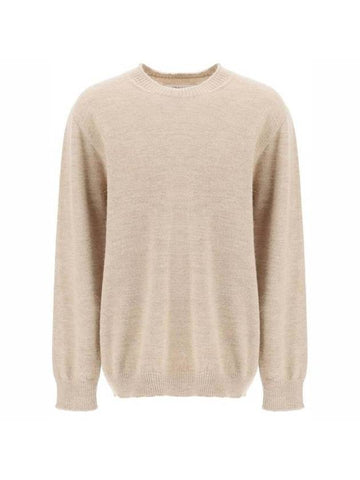 Signature Stitch Crew Neck Wool Alpaca Knit Top Beige - MAISON MARGIELA - BALAAN 1