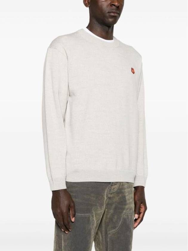 Boke Flower Crest Embroidered Wool Knit Top Light Grey - KENZO - BALAAN 5