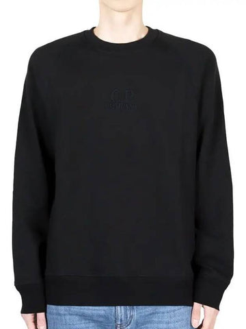 Embroidered Logo Fleece Sweatshirt Black - CP COMPANY - BALAAN 1