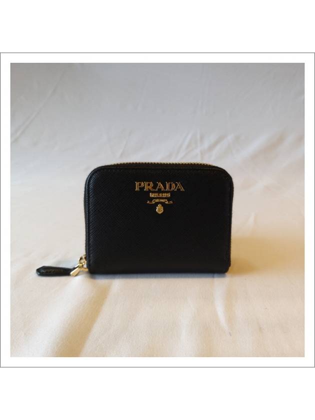 Metal Logo Saffiano Coin Card Wallet Black - PRADA - BALAAN 2