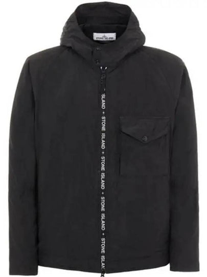 Logo Zipper Cupro Nylon Hooded Jacket Black - STONE ISLAND - BALAAN 2