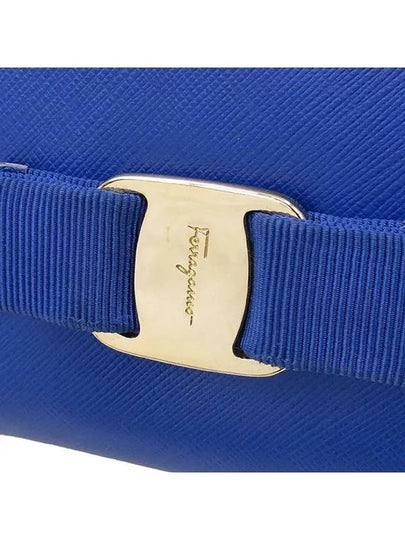 Ferragamo 22 A926 Blue Color Saffiano Leather Vara Decorated Bicycle Wallet - SALVATORE FERRAGAMO - BALAAN 2