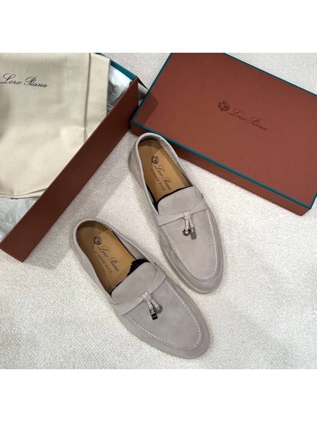 Women s Loafers Summer Charms Work Suede Gray Beige - LORO PIANA - BALAAN 3