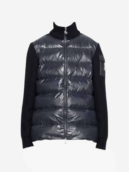 padded wool cardigan navy blue 23FW - MONCLER - BALAAN 1