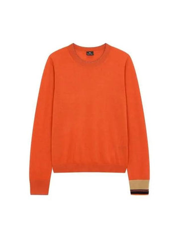 PS Women s Glitter Trimmed Crew Neck Sweater Vivid Orange 271010 - PAUL SMITH - BALAAN 1