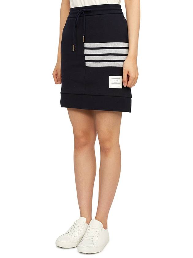 Double Face 4 Bar Knit Mini A Line Skirt Navy - THOM BROWNE - BALAAN 3