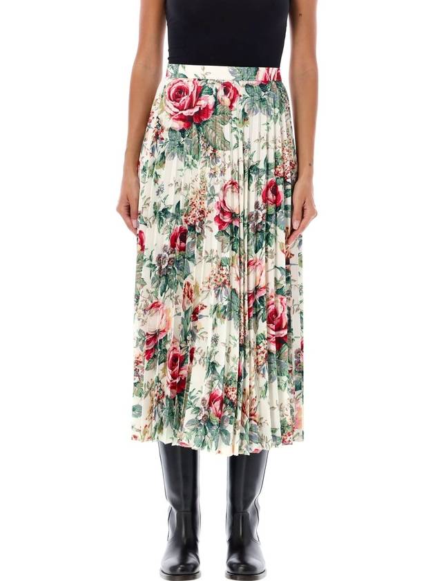 PLEATED LONG SKIRT FLOWER PRINT - JUNYA WATANABE - BALAAN 1