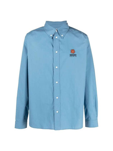 Boke Flower Casual Long Sleeve Shirt Blue - KENZO - 1