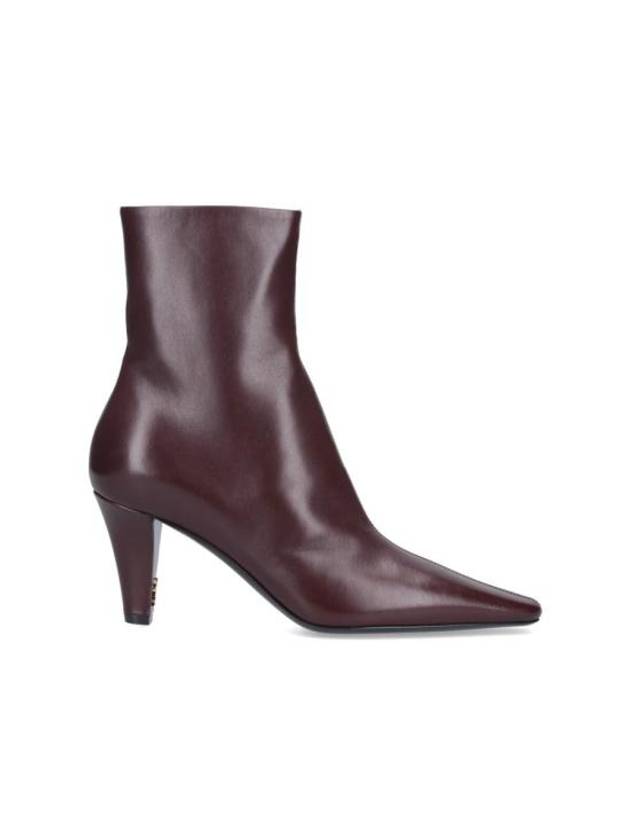 Jill Leather Ankle Boots Marron Glace - SAINT LAURENT - BALAAN 1