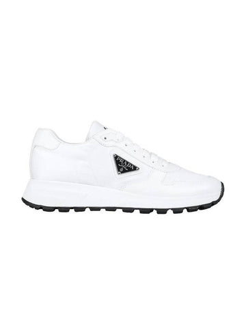 Prax 01 Re-Nylon Brushed Leather Low-Top Sneakers White - PRADA - BALAAN 1