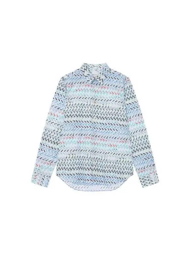 Patterned slim fit cotton shirt light blue 270911 - PAUL SMITH - BALAAN 1