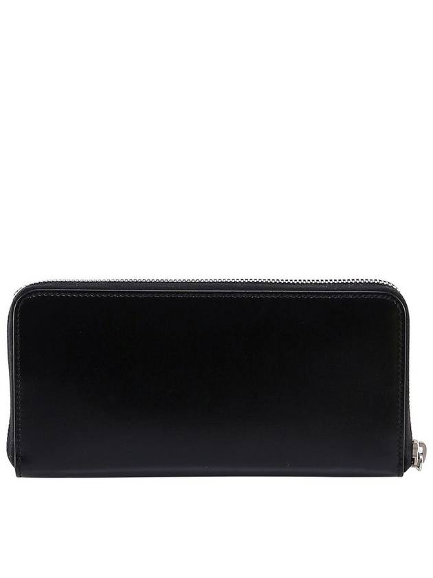 Monogram Silver Logo Zip Around Long Wallet Black - SAINT LAURENT - BALAAN 3