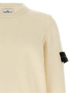 Logo Patch Lambswool Crewneck Knit Top Natural - STONE ISLAND - BALAAN 4