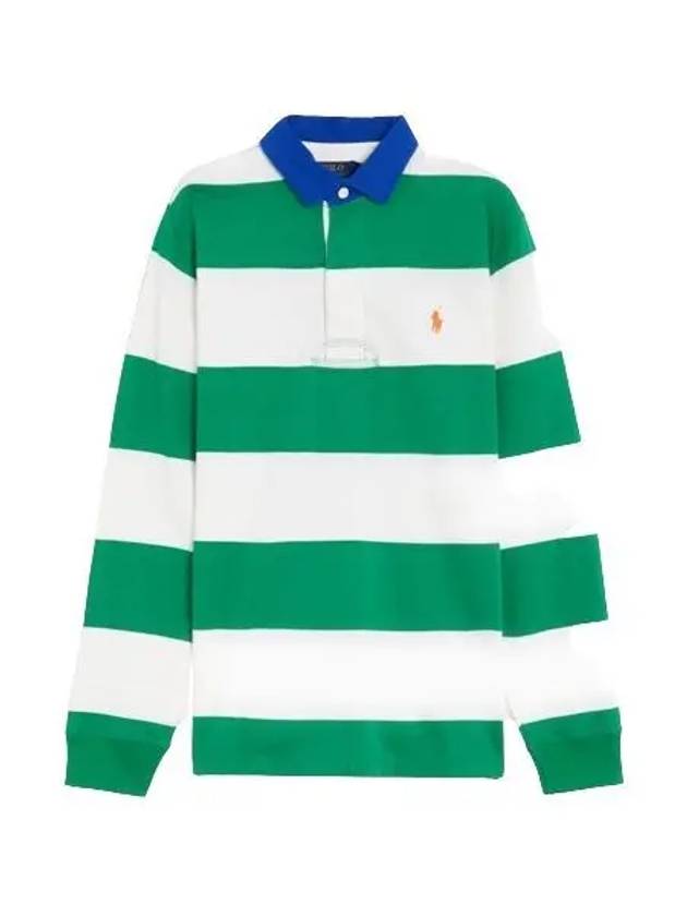 Block Stripe Classic Fit Polo Shirt Green - POLO RALPH LAUREN - BALAAN 2