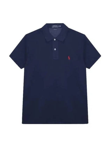 Embroidered Pony Logo Stretch Cotton Short Sleeve Polo Shirt Navy - POLO RALPH LAUREN - BALAAN 1