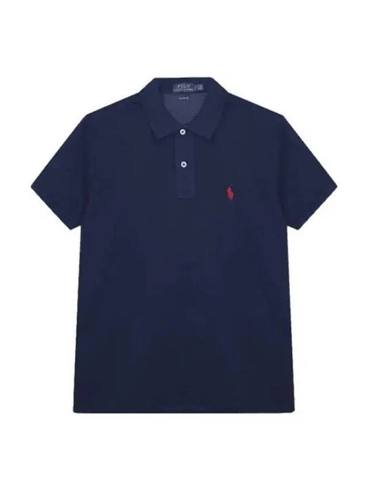 Embroidered Pony Logo Stretch Cotton Short Sleeve Polo Shirt Navy - POLO RALPH LAUREN - BALAAN 1