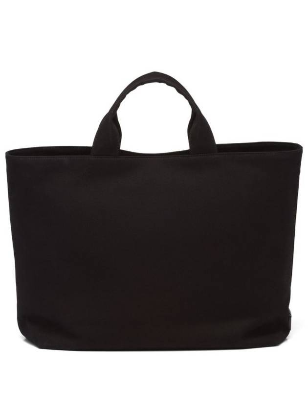 Man's Logo Embossing Canvas Tote Bag Black - PRADA - BALAAN 3