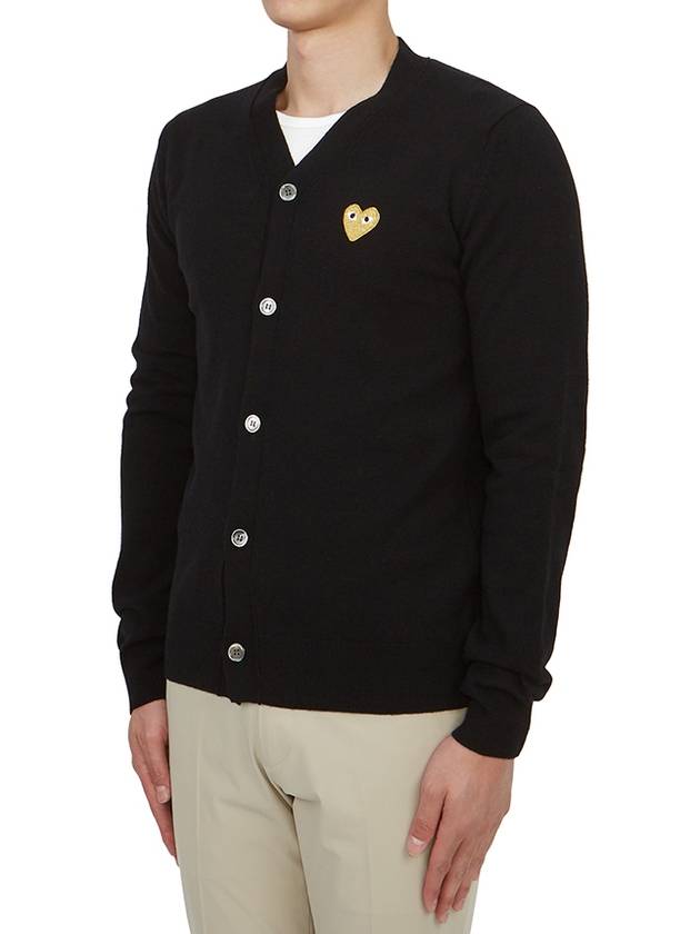 Comme des Gar ons Gold Wappen Wool V Neck Cardigan Black - COMME DES GARCONS PLAY - BALAAN 3