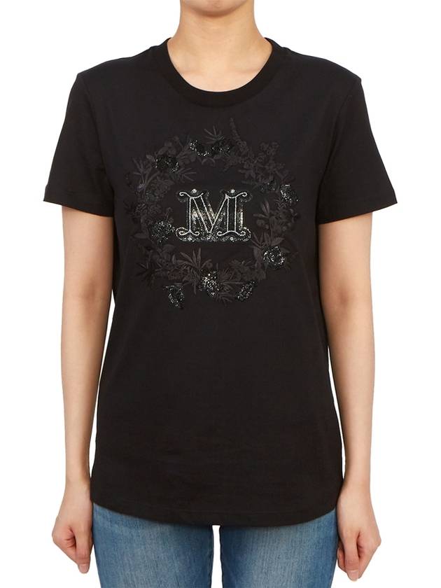 Elmo M Monogram Cotton Short Sleeve T-shirt Black - MAX MARA - BALAAN 4