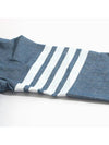 Men's Diagonal Shambray Print Name tag Straight Fit Long Sleeve Shirt Blue - THOM BROWNE - BALAAN 4