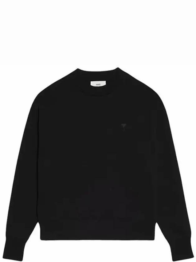 Heart Logo Tone On Tone Sweatshirt Black - AMI - BALAAN 2