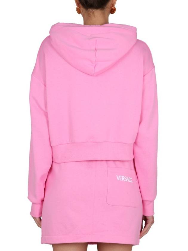 Goddess Crop Hooded Top Pink - VERSACE - BALAAN 4