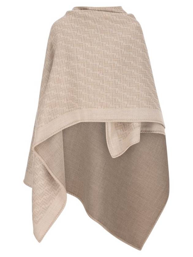 Wool Cashmere Poncho Beige - FENDI - BALAAN 1