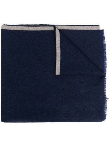 Wool Fringe Scarf Blue - BRUNELLO CUCINELLI - BALAAN 1