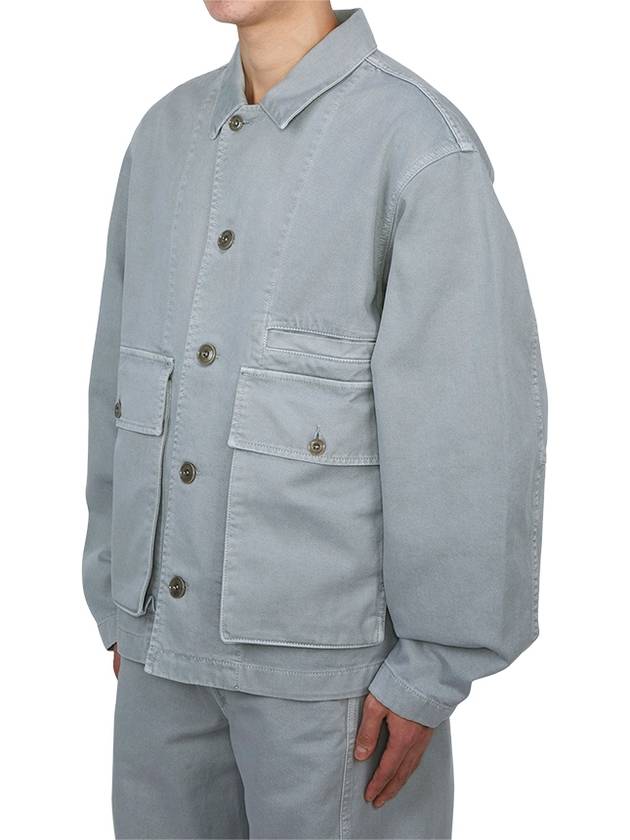 Boxy Oversized Denim Jacket Snow Blue Grey - LEMAIRE - BALAAN 4