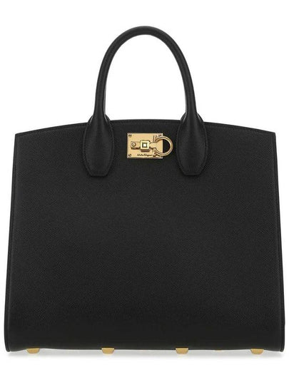 Medium Studio Box Tote Bag Black - SALVATORE FERRAGAMO - BALAAN 2