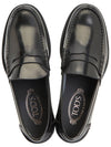 Stamped Monogram Semi-Shiny Leather Loafers Black - TOD'S - BALAAN.