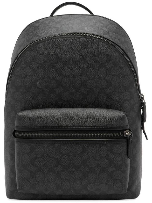 Charter Signature Leather Backpack Charcoal - COACH - BALAAN 1