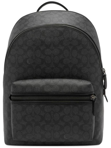 Charter Signature Leather Backpack Charcoal - COACH - BALAAN 1