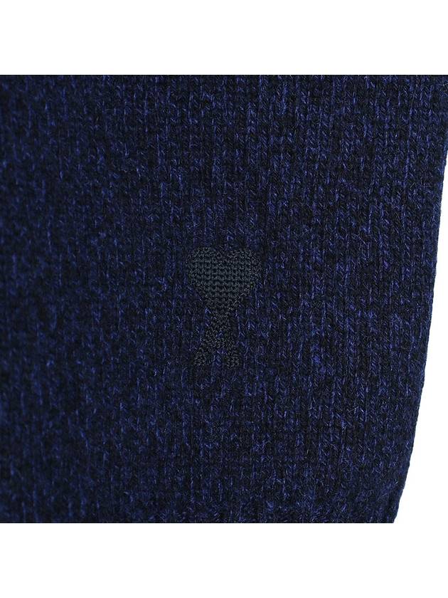 Heart Logo Cashmere Knit Top Navy - AMI - BALAAN 7