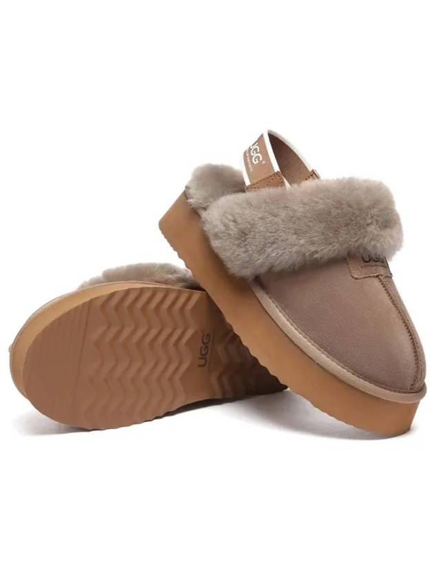 Suzy platform high heel fur slippers detachable banding 2 in 1 winter sandals hazelnut 220 260 - EVER AUSTRALIA UGG - BALAAN 4