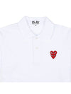 Red Double Heart Wappen Short Sleeve Polo Shirt White - COMME DES GARCONS - BALAAN 4