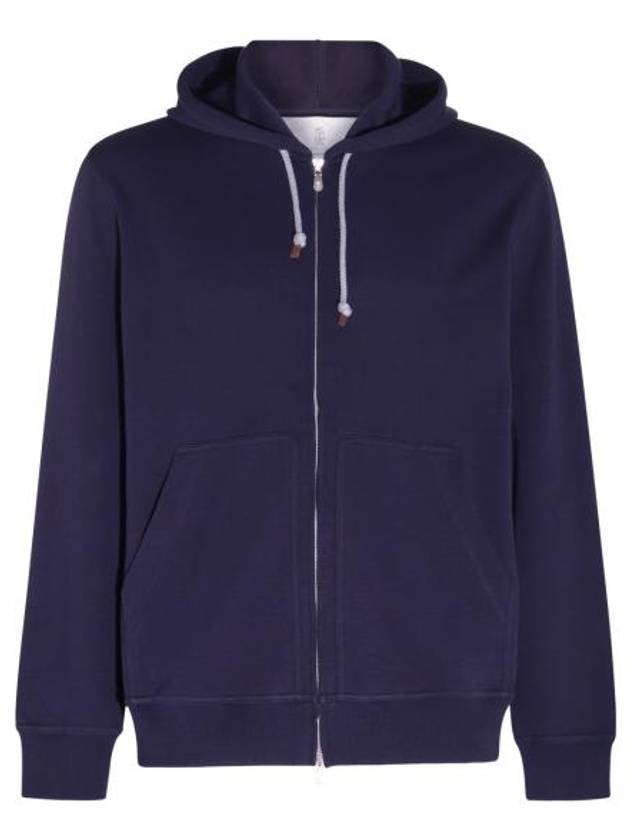 Tech Cotton Zip-Up Hoodie Navy - BRUNELLO CUCINELLI - BALAAN 2