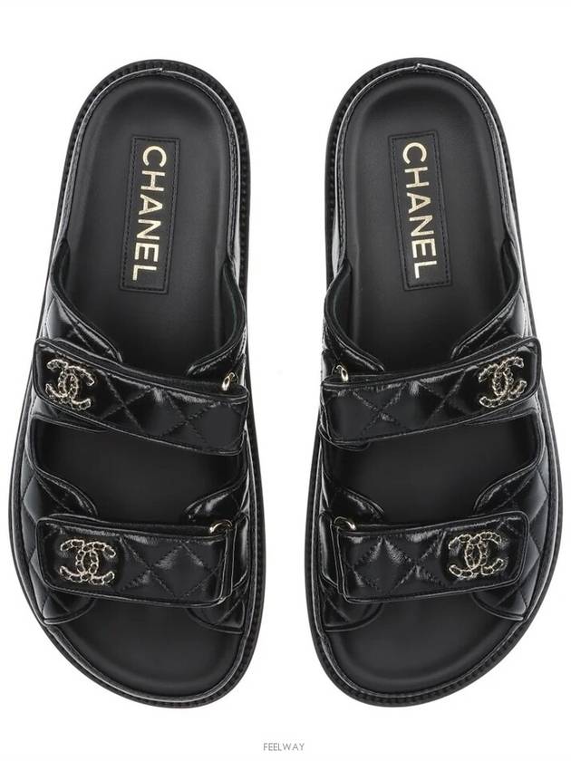 CC Logo Velcro Sandals Black - CHANEL - BALAAN 5