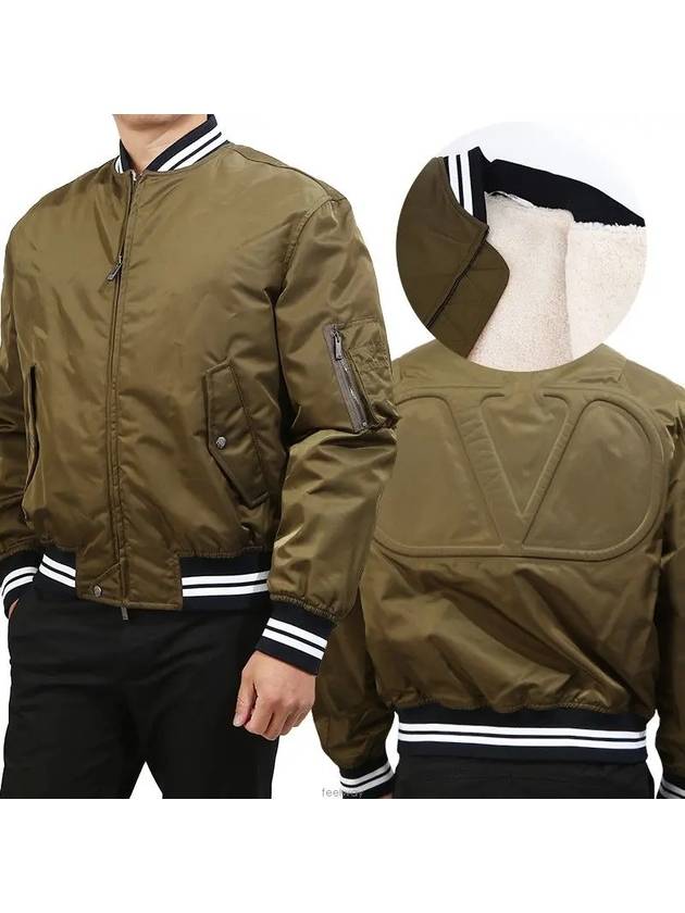 Back V logo Signature Bomber Jacket Khaki - VALENTINO - BALAAN 2