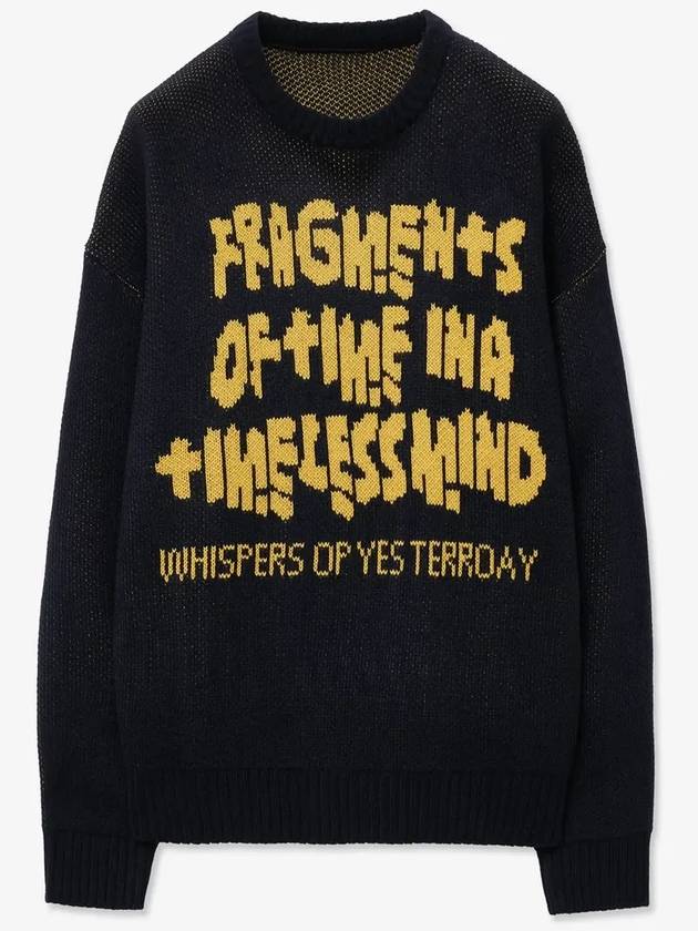 Timeless jacquard lettering knit navy yellow - BLONDNINE - BALAAN 3