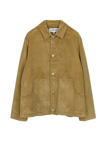 Corduroy Cotton Jacket Dark Beige - LOEWE - BALAAN 1