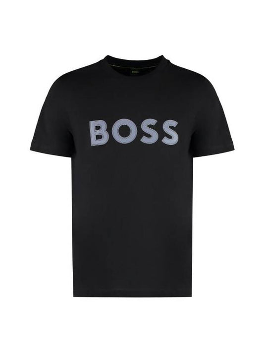 Logo Print Cotton Jersey Regular Fit Short Sleeve T-shirt Black - HUGO BOSS - BALAAN 1