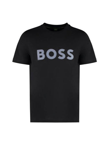 Logo Print Cotton Jersey Regular Fit Short Sleeve T-shirt Black - HUGO BOSS - BALAAN 1